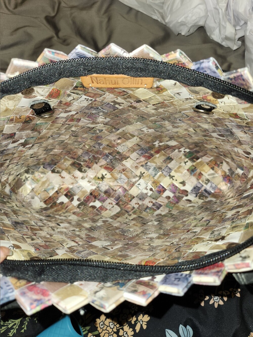 Nauhi Ollin Handwoven Multicolor Tote With Mickey Mouse Pattern - Picture 6 of 10